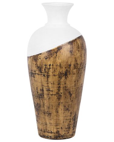 Dekovase Terrakotta weiss / heller Holzfarbton 44 cm BONA