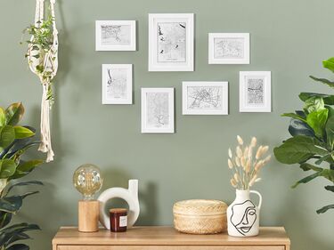 Wall Gallery of Maps 7 Frames White DENKORO