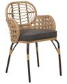 Set med 2 stolar i konstrotting med dynor natur PRATELLO_868019