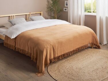 Cotton Bedspread 200 x 220 cm Brown YERBENT