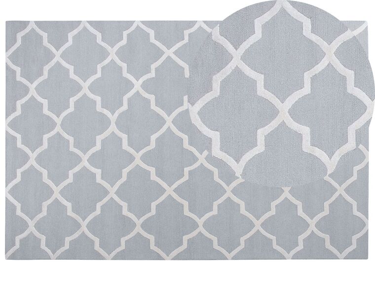 Teppich Wolle grau 200 x 300 cm marokkanisches Muster Kurzflor SILVAN_802950