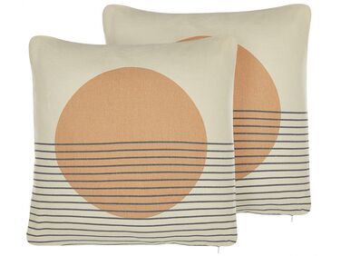 Set of 2 Cushions Geometric Pattern 45 x 45 cm Multicolour MOONFLOWER