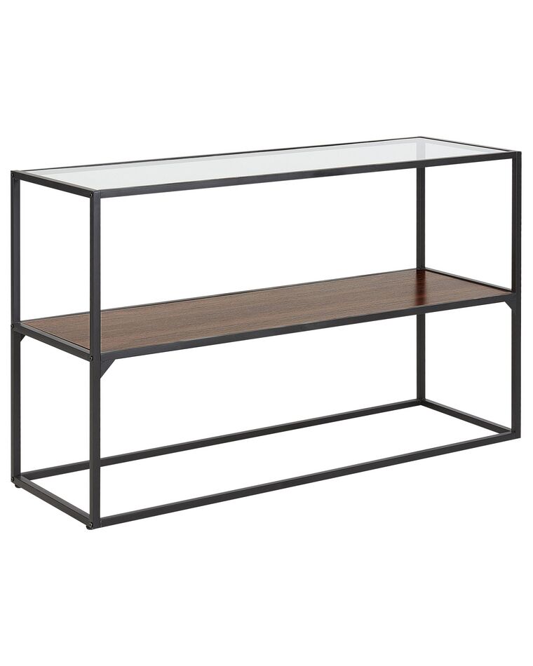 Glass Top Console Table Dark Wood and Black TAOS_825582
