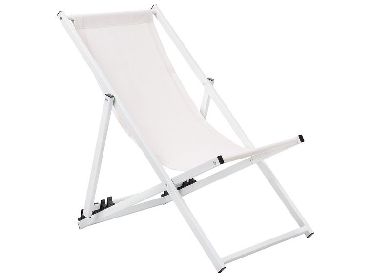 Liegestuhl Aluminium weiß Textilbespannung cremeweiß LOCRI_745399