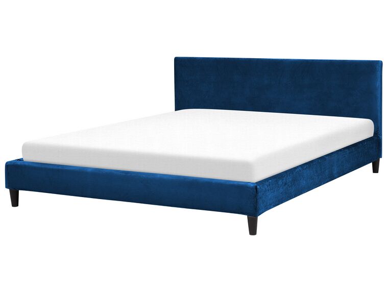 Bed fluweel donkerblauw 180 x 200 cm FITOU_710864