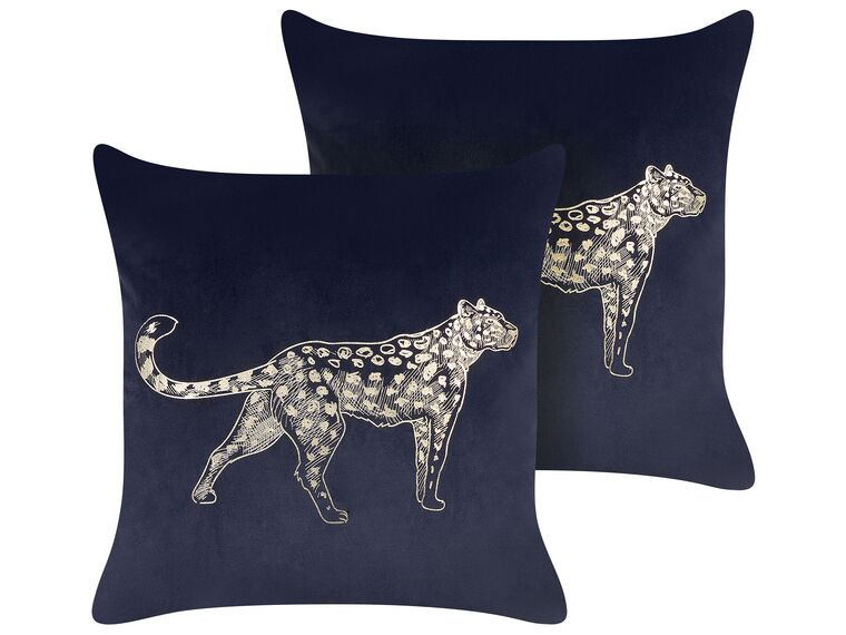Set of 2 Velvet Cushions Animal Motif 45 x 45 cm Black MARULA_854607