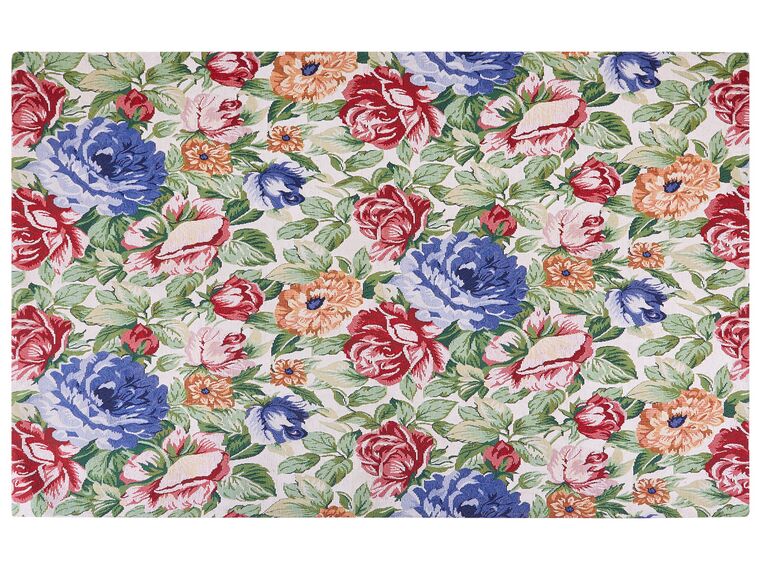 Teppich Baumwolle mehrfarbig 140 x 200 cm Blumenmuster Kurzflor FARWAN_862946