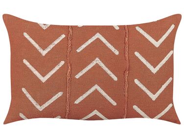 Cotton Cushion Geometric Pattern 35 x 55 cm Orange ALBIUM