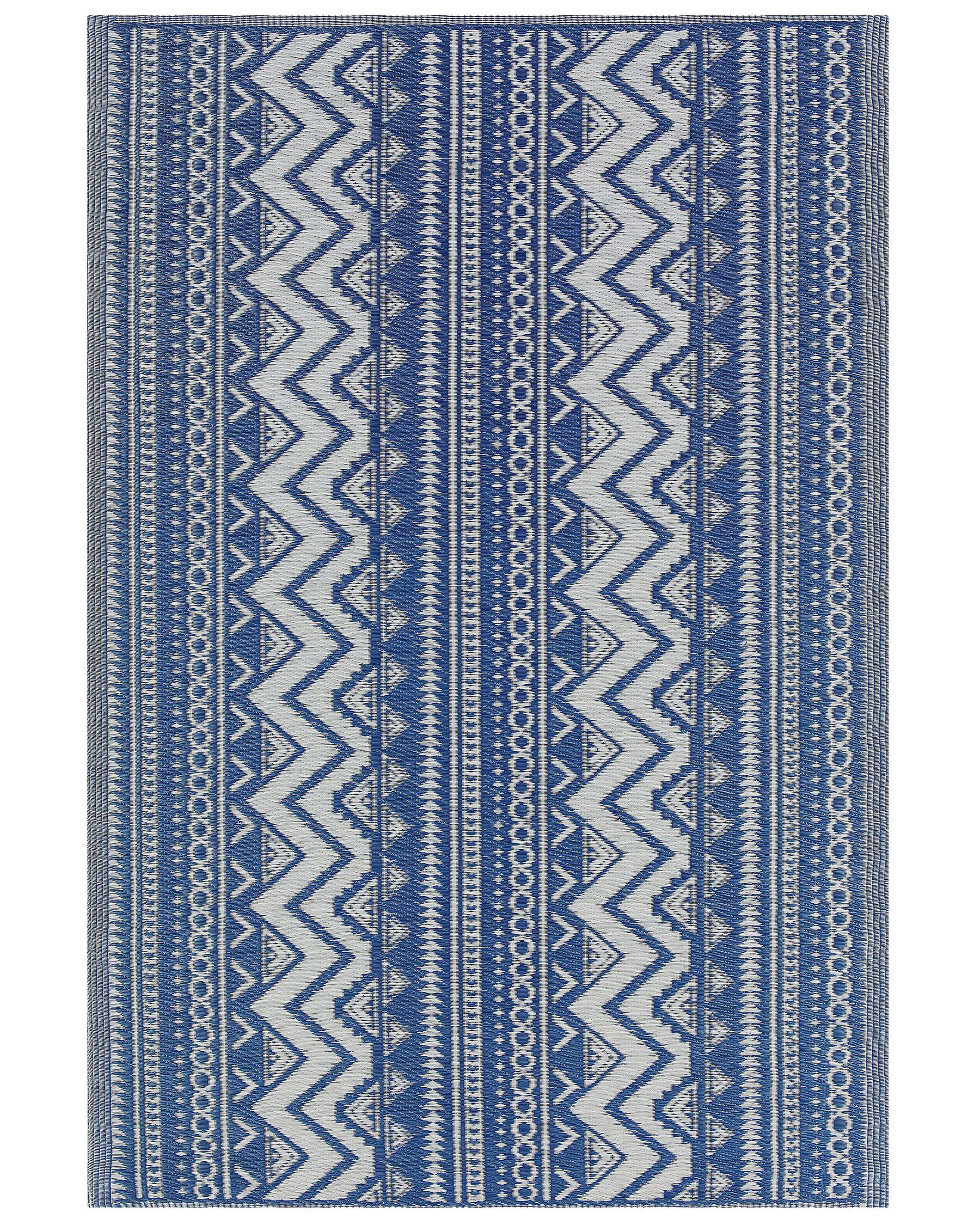 Rechteckiger Outdoor-Teppich in Blau gemoetrisches Muster 120x180 cm Nagpur 