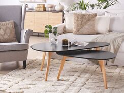 Sohvapöytäsetti musta/vaalea puu 2 kpl FLY III Sohvapöytäsetti musta/vaalea puu 2 kpl FLY III