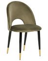 Lot de 2 chaises de salle à manger en velours vert olive MAGALIA_895160