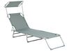 Steel Reclining Sun Lounger with Canopy Grey FOLIGNO_879098