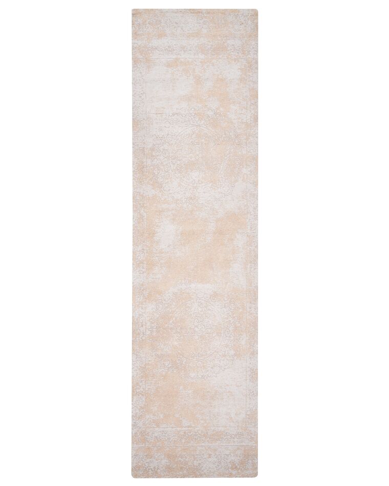 Teppich Baumwolle beige 80 x 300 cm orientalisches Muster Kurzflor BEYKOZ_903353