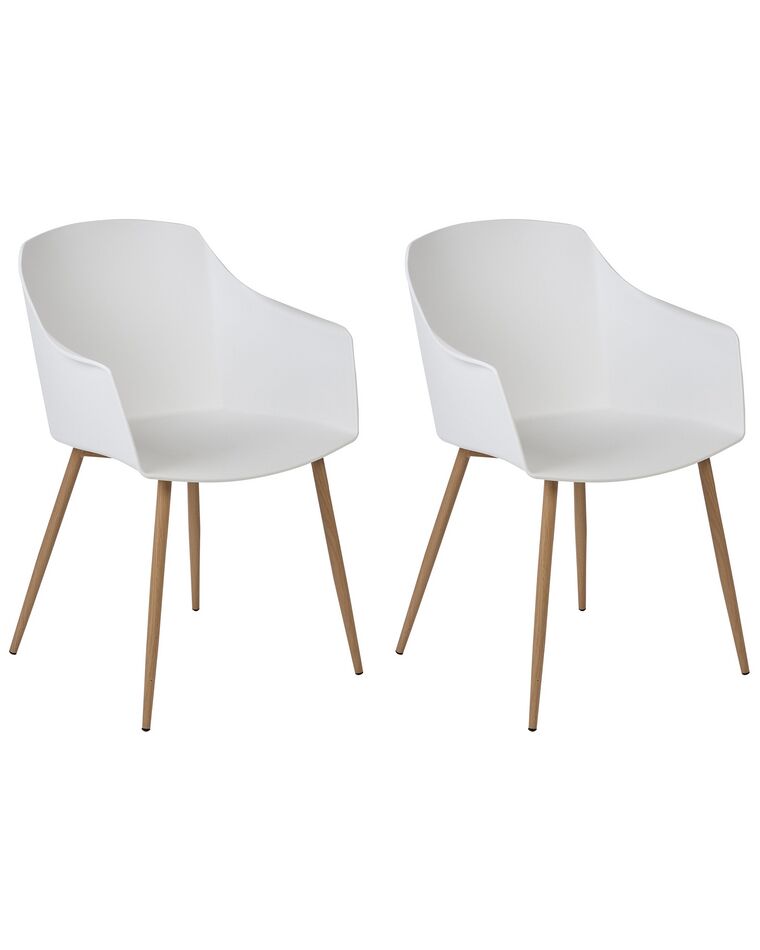 Conjunto de 2 cadeiras de jantar brancas e madeira clara FONDA II_862012