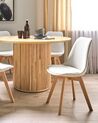 Conjunto de 2 sillas de comedor de poliéster blanco crema/madera clara DAKOTA II_878120