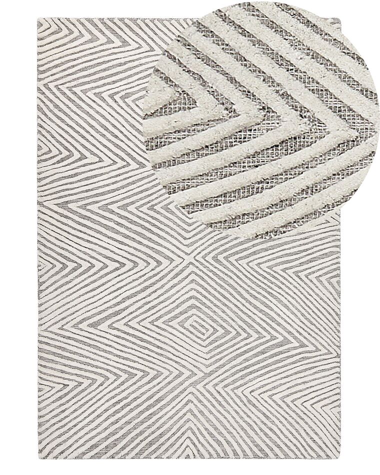 Fehér és szürke gyapjúszőnyeg 140 x 200 cm GOKSUN_837851