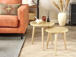 Sivupöytäsetti mangopuu kulta 2 kpl NARRA