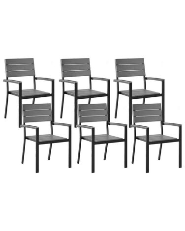 Conjunto de 6 cadeiras de jardim em alumínio cinzento COMO