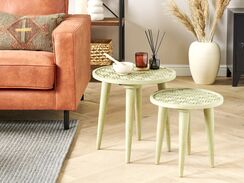 Sivupöytäsetti mangopuu vaaleanvihreä 2 kpl MAHARO Sivupöytäsetti mangopuu vaaleanvihreä 2 kpl MAHARO