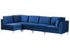 Right Hand 5 Seater Modular Velvet Corner Sofa Blue EVJA_859912