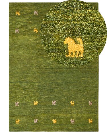 Alfombra gabbeh de lana verde/amarillo/beige 160 x 230 cm YULAFI