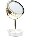 Kosmetikspiegel gold / weiß mit LED-Beleuchtung ø 26 cm SAVOIE_848173
