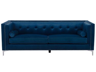 3 Seater Velvet Sofa Navy Blue AVALDSENES