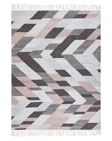 Teppich Jute mehrfarbig 140 x 200 cm geometrisches Muster Kurzflor NAKKAS