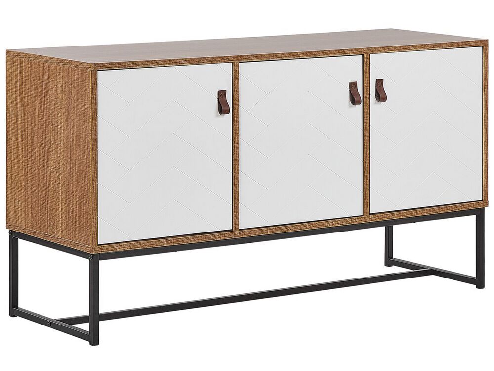 Sideboard heller Holzfarbton / weiss 3 Schränke NUEVA | Beliani.ch