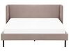 Velour seng 160 x 200 cm beige og grå ARETTE_843930