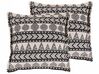 Set of 2 Cotton Cushions Geometric Pattern 45 x 45 cm Beige and Black HENTEPE_801751