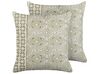 Set of 2 Cotton Cushions Oriental Pattern 45x45 cm Green and White LARICS_838559