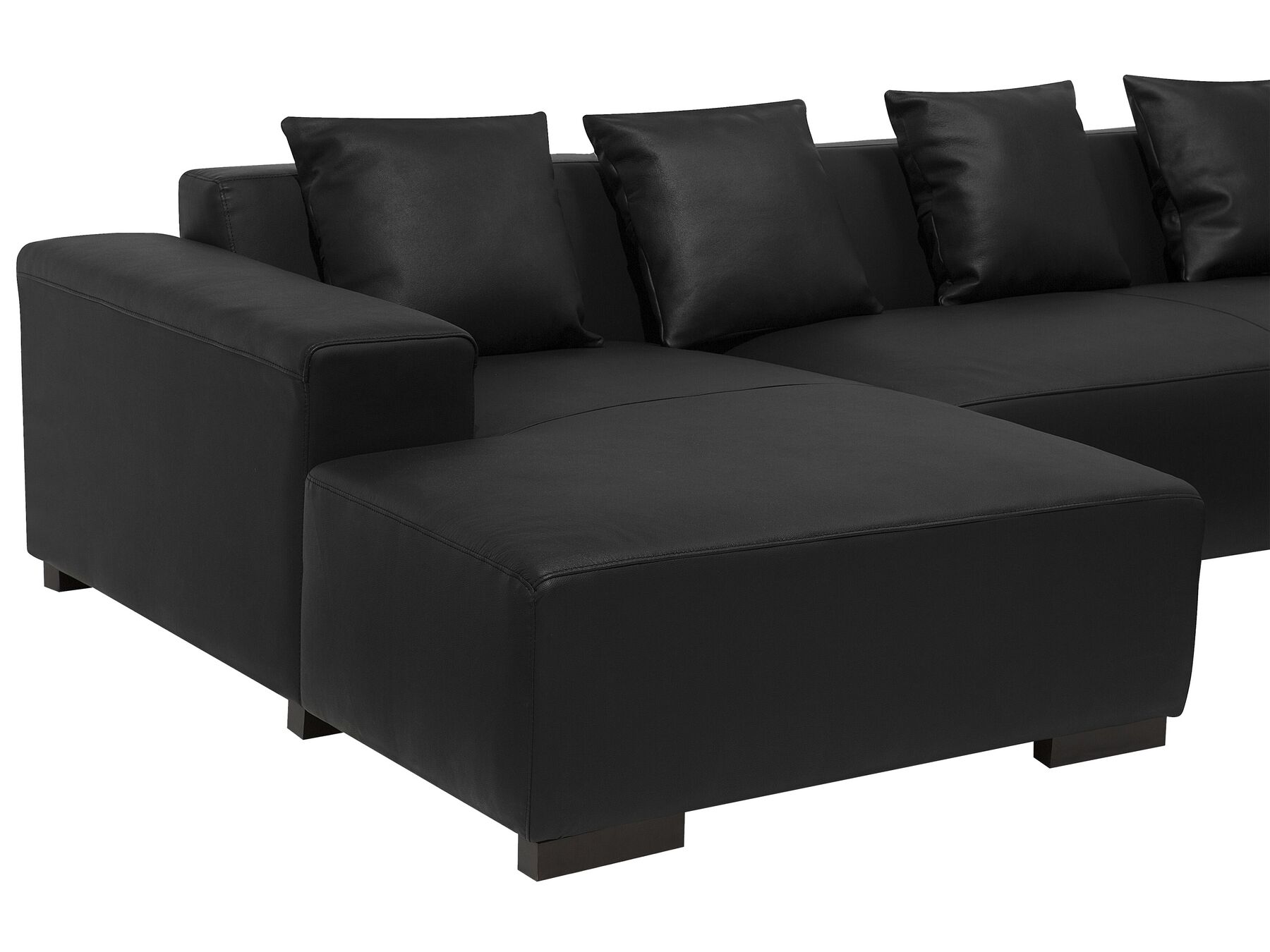 Right Hand Leather Corner Sofa Black LUNGO Beliani.co.uk