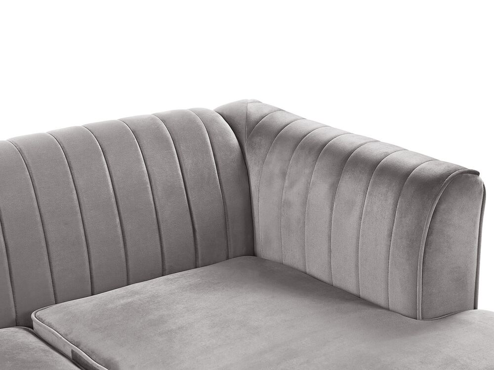 Left Hand Velvet Corner Sofa Grey TIMRA Beliani.co.uk