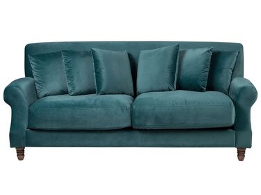 Soffa 3-sits sammet blågrön EIKE
