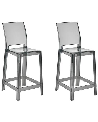 Set of 2 Bar Chairs Transparent Black WELLINGTON