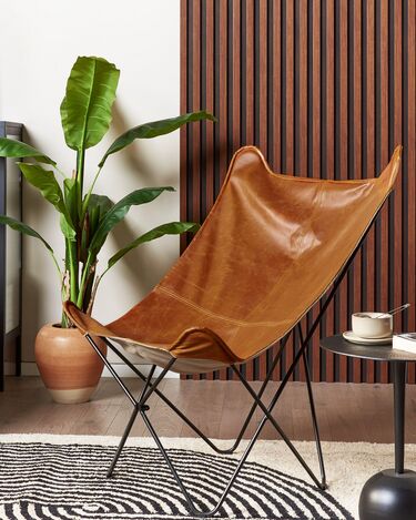 Faux Leather Armchair Brown NYBRO