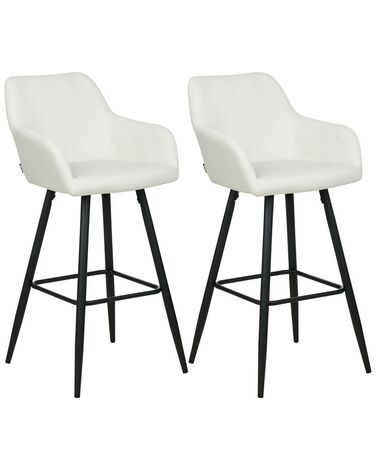 Set of 2 Velvet Bar Chairs Off-White CASMALIA