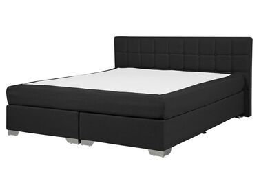 Fabric EU King Size Divan Bed Black ADMIRAL