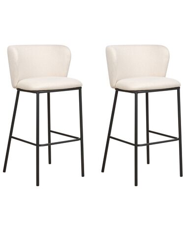Set of 2 Fabric Bar Chairs Off-White MINA