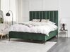 Sametová souprava nábytku postel 160 x 200 cm +2 noční stolky tmavě zelená SEZANNE_892533