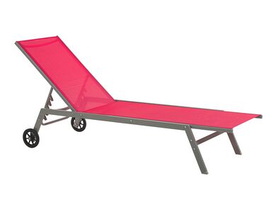 Chaise longue en acier et textile rouge LEVANZO