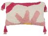 2 bawełniane poduszki dekoracyjne tuftowane z frędzlami 30 x 50 cm różowo-białe ACTAEA_888121