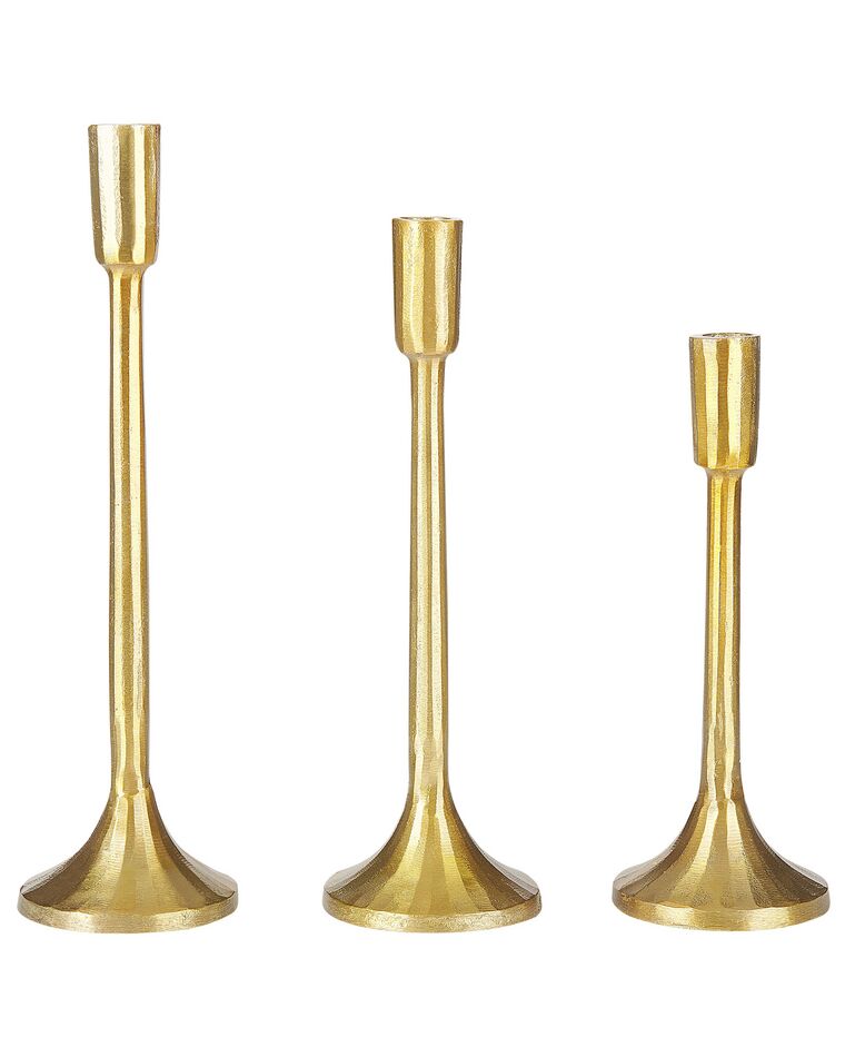 Conjunto de 3 candeleros de metal dorado ZIMBABWE_823126