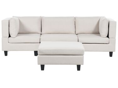 Modulær 3-personers sofa med ottoman lys beige UNSTAD