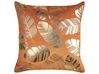 Set of 2 Velvet Cushions Leaf Print 45 x 45 cm Orange SUNFLOWER_829997