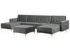 5 Seater U-Shaped Modular Velvet Sofa with Ottoman Grey ABERDEEN_741301