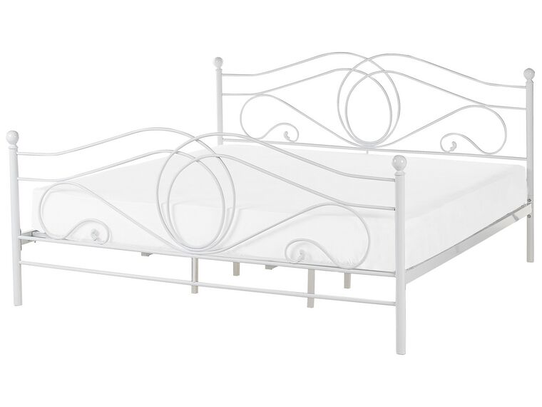 Łóżko metalowe 180 x 200 cm białe LYRA_712258