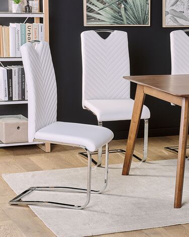  Set of 2 Faux Leather Dining Chairs Off-White PICKNES