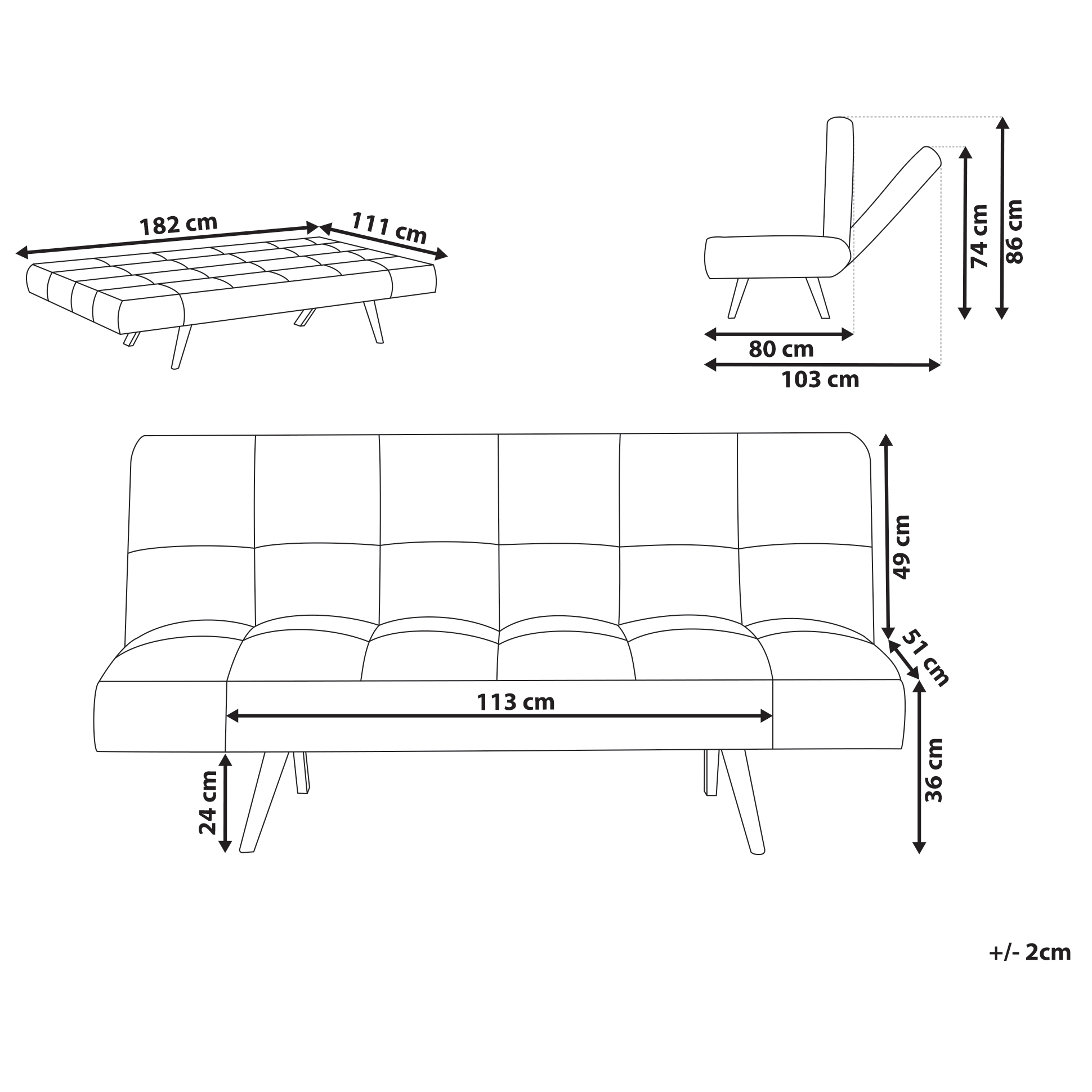 Sofa rozkładana jasnoszara INGARO